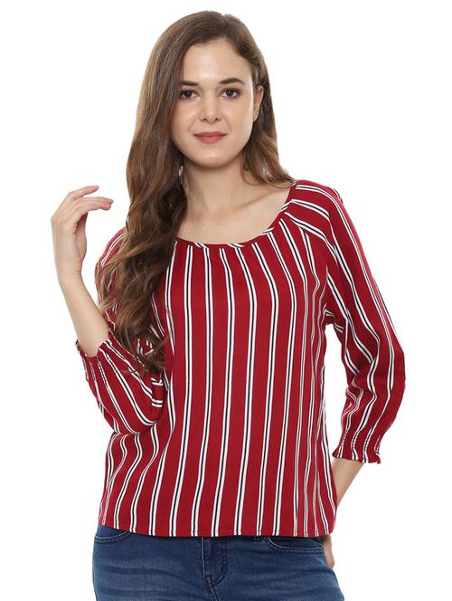 smocked detail striped top - 16403617 - Very Small Image - 1