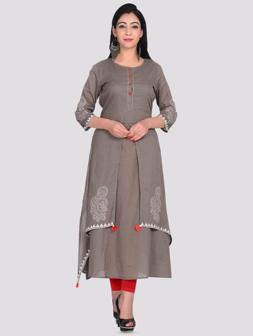 block printed layered kurta - 16403632 - Very Small Image - 1