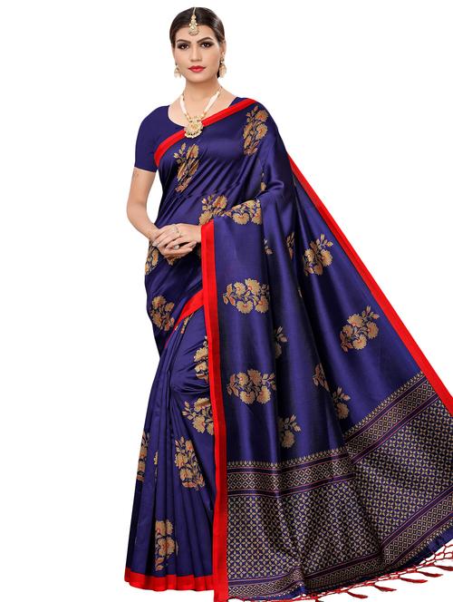 floral printed mysore silk saree with blouse - 16403784 - Very Small Image - 1