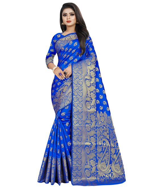 paisley zari motif banarasi saree with blouse - 16403823 - Very Small Image - 1