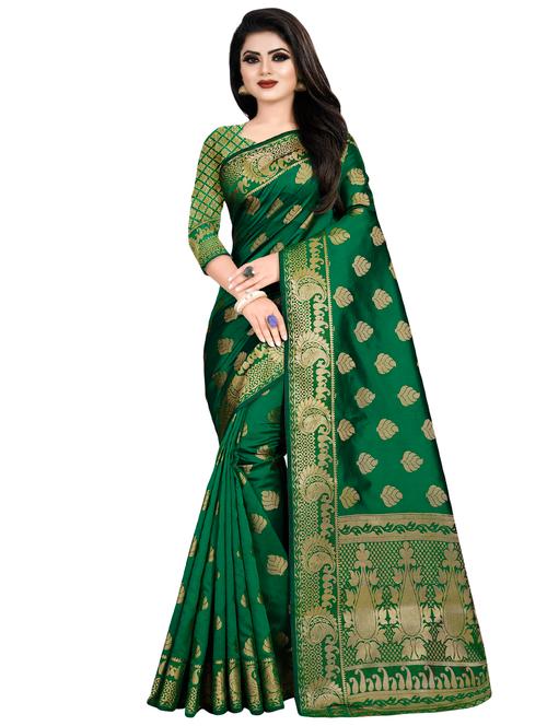 ethnic zari motif banarasi saree with blouse - 16403837 - Very Small Image - 1