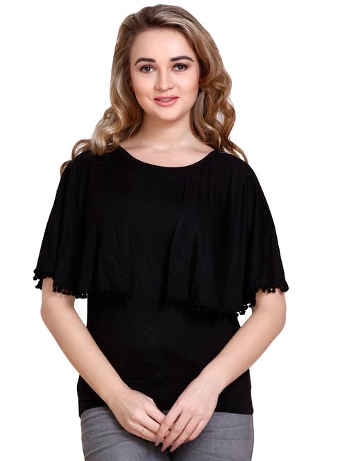 pom pom laced cape sleeved top - 16403863 - Very Small Image - 1