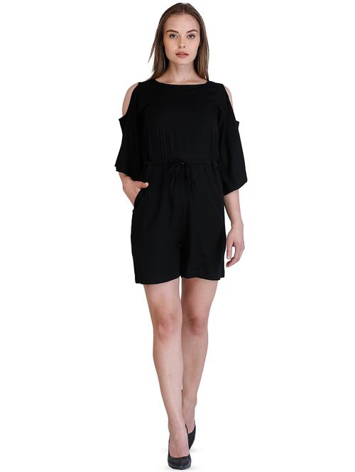 cold shoulder drawstring romper - 16404036 - Very Small Image - 1