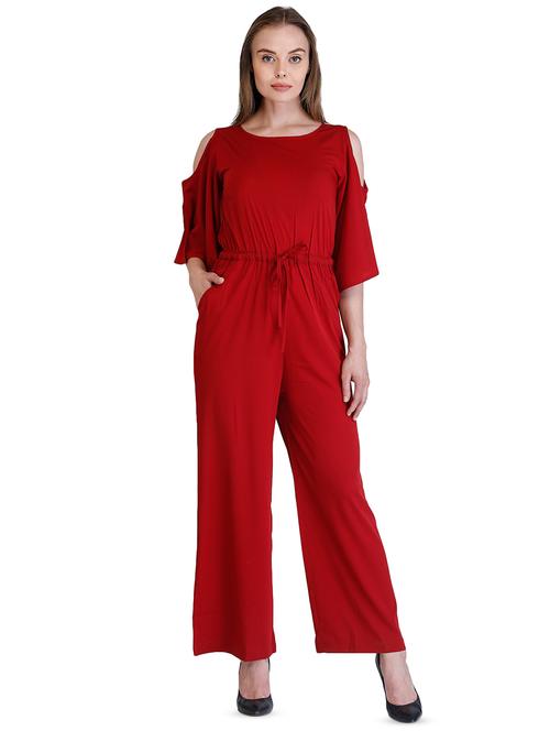 cold shoulder drawstring waist jumpsuit - 16404043 - Very Small Image - 1