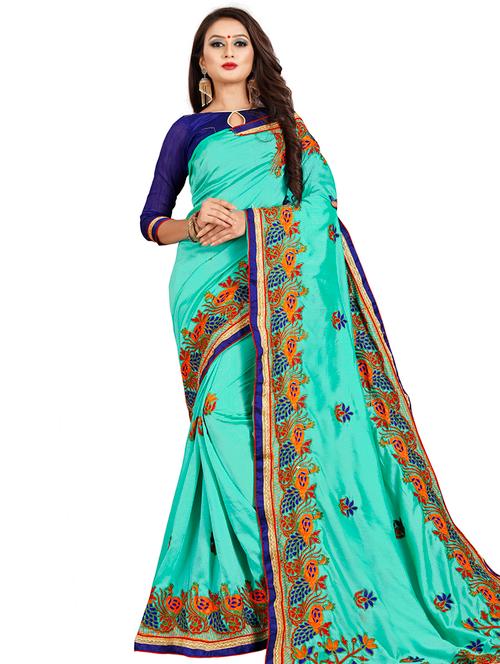 floral embroidered saree with blouse - 16404346 - Very Small Image - 1