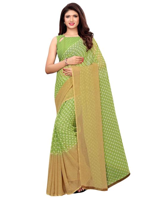 contrast printed saree with blouse - 16405452 - Very Small Image - 1