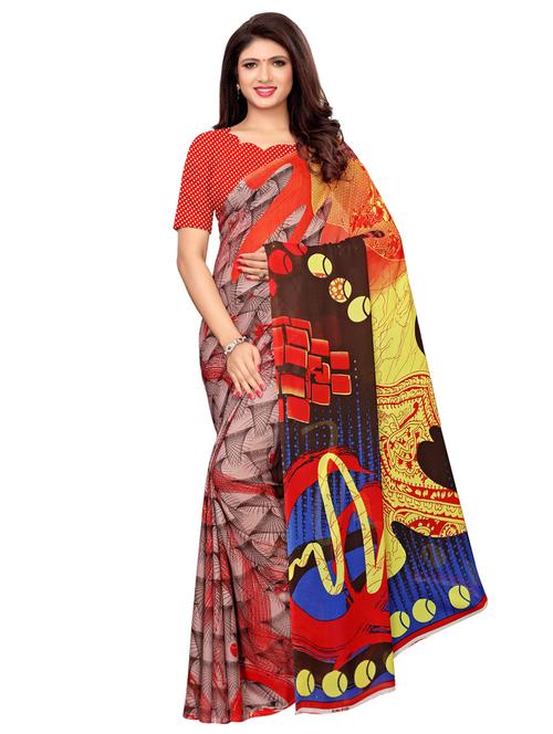 abstract printed saree with blouse - 16405453 - Very Small Image - 1