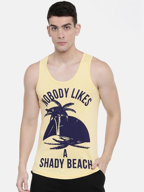 yellow front print vest - 16405531 - Very Small Image - 1
