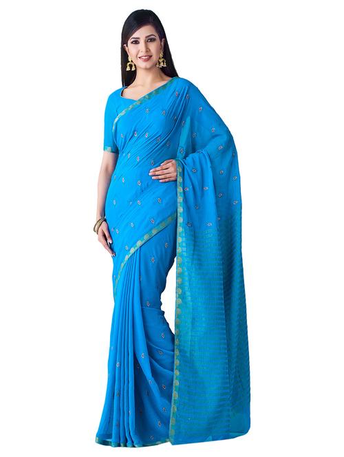 embroidered banarasi saree - 16406314 - Very Small Image - 1