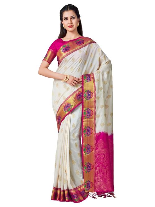 contrast kanjivaram saree - 16406350 - Very Small Image - 1