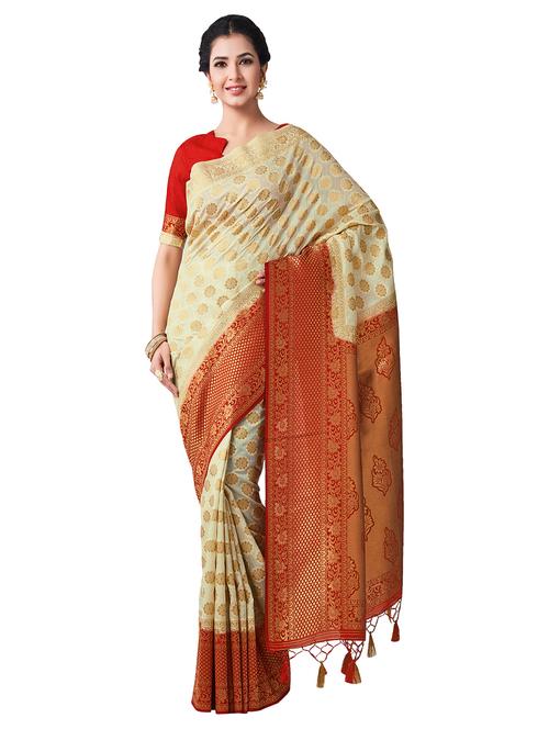 self-design kanjivaram saree with blouse - 16406353 - Very Small Image - 1