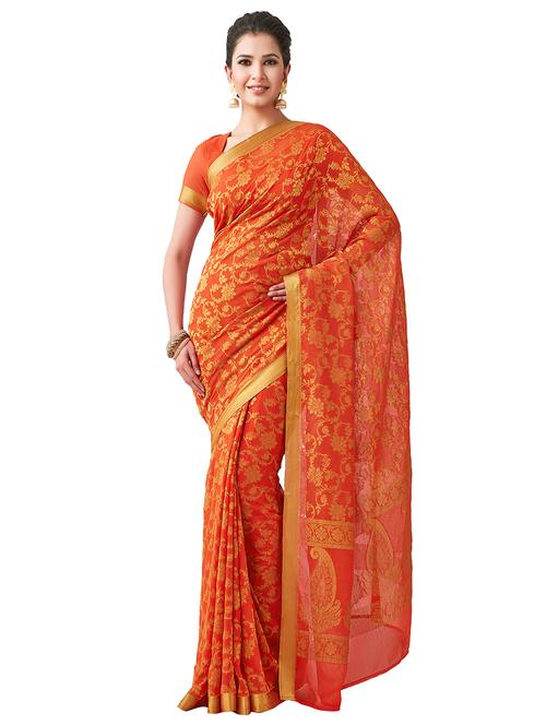 floral kanjivaram saree with blouse - 16406388 - Very Small Image - 1