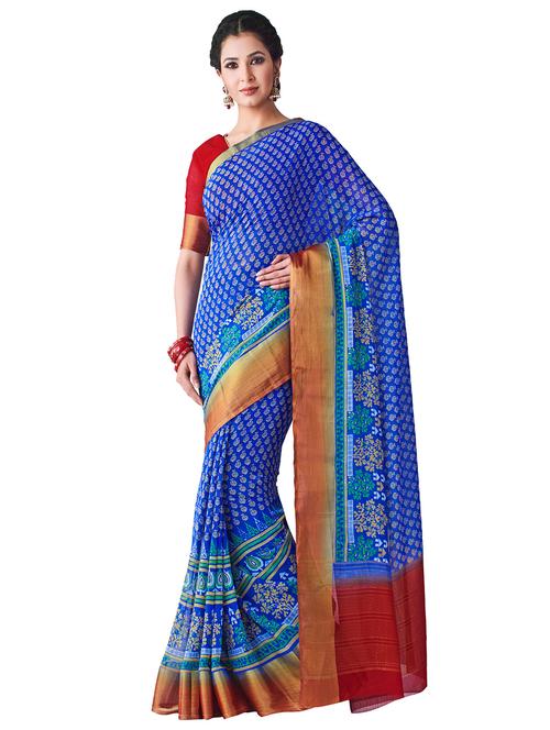 floral banarasi saree with blouse - 16406401 - Very Small Image - 1