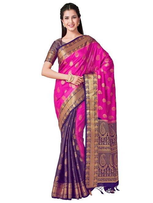 paisley kanjivaram saree with blouse - 16406409 - Very Small Image - 1