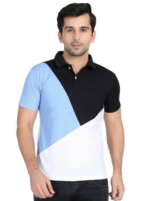 white color block polo t-shirt - 16406841 - Very Small Image - 1