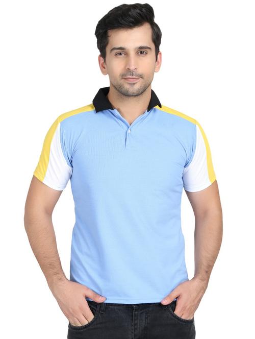 light blue color block polo t-shirt - 16406843 - Very Small Image - 1