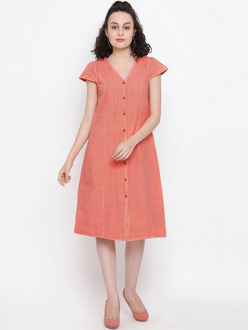 v-neck cap sleeved shirt dress - 16406932 - Very Small Image - 1