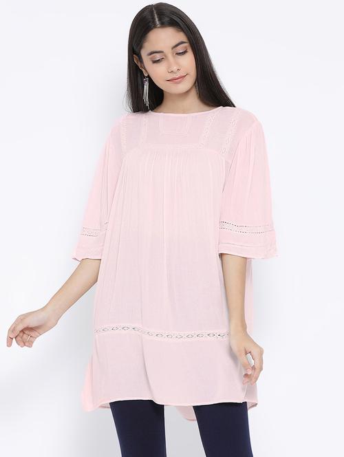 lace insert gathered tunic - 16407028 - Very Small Image - 1