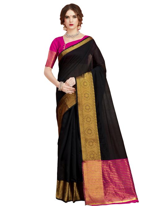 zari border chanderi saree with blouse - 16407060 - Very Small Image - 1
