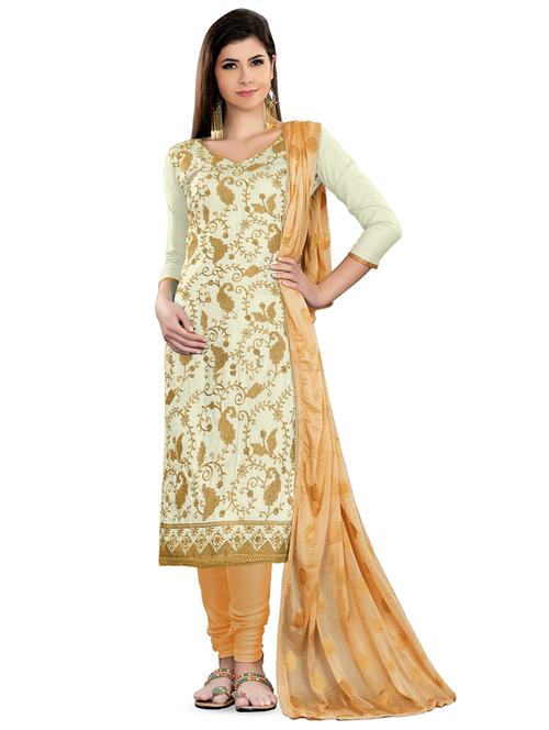embroidered unstitched churidaar suit - 16407581 - Very Small Image - 1