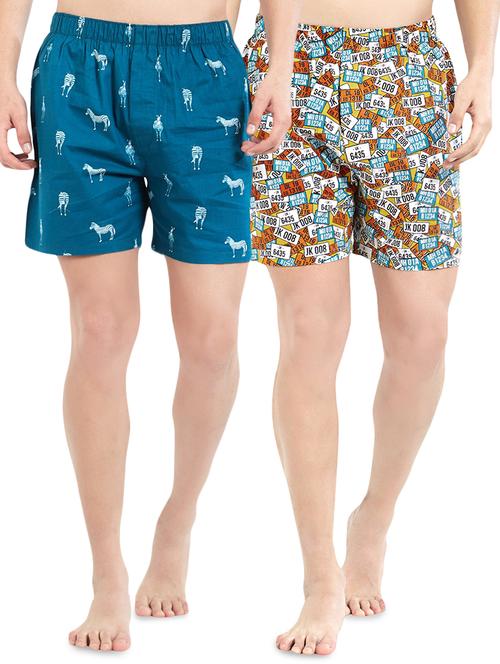 multi colored printed boxers combo - 16407864 - Very Small Image - 1