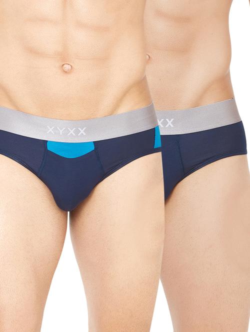 navy blue color block micro modal hipster (set of 2) - 16407927 - Very Small Image - 1