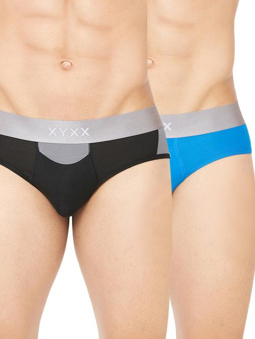 navy blue and black color block micro modal hipster (set of 2) - 16407932 - Very Small Image - 1