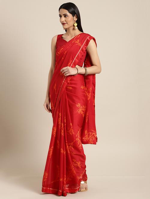 floral printed saree with blouse - 16407940 - Very Small Image - 1