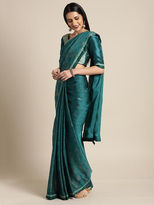 foil printed saree with blouse - 16407942 - Very Small Image - 1