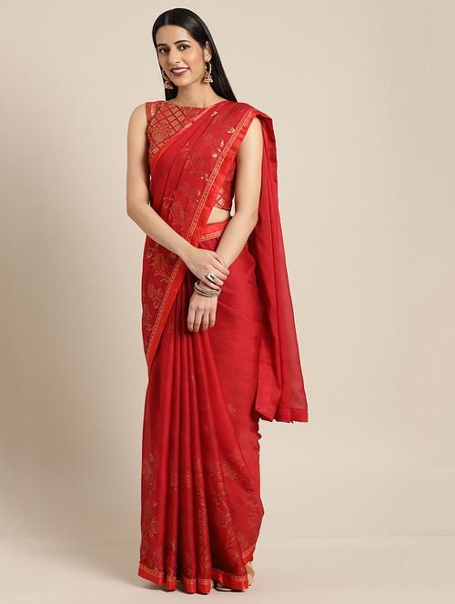 foil printed saree with blouse - 16407943 - Very Small Image - 1