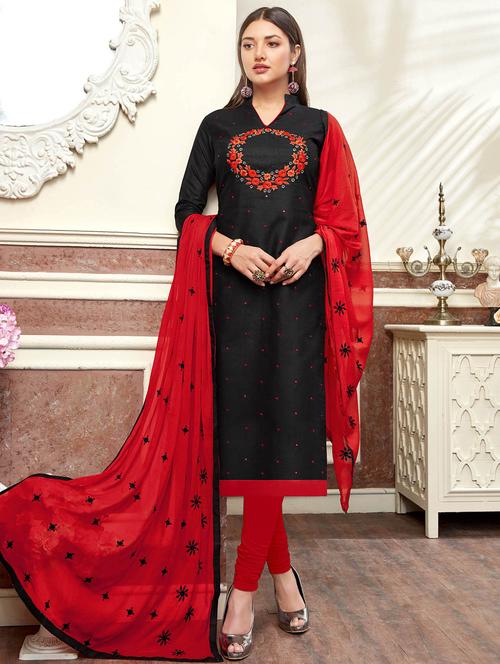 embroidered unstitched churidaar suit - 16408170 - Very Small Image - 1
