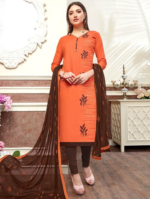 embroidered unstitched churidaar suit - 16408180 - Very Small Image - 1