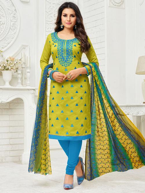 embroidered unstitched churidaar suit - 16408185 - Very Small Image - 1