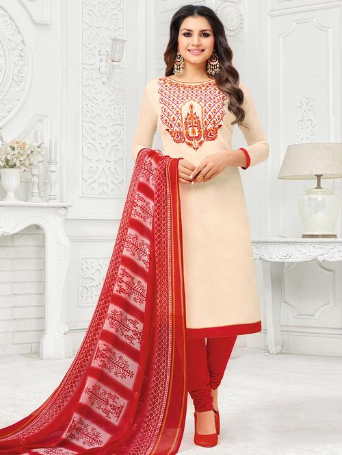 embroidered unstitched churidaar suit - 16408186 - Very Small Image - 1