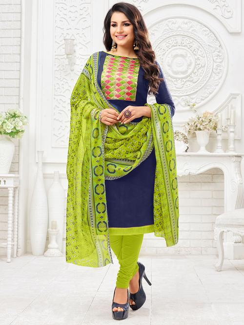 embroidered unstitched churidaar suit - 16408187 - Very Small Image - 1