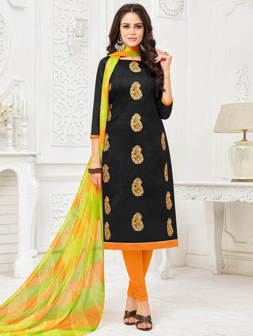 embroidered unstitched churidaar suit - 16408188 - Very Small Image - 1