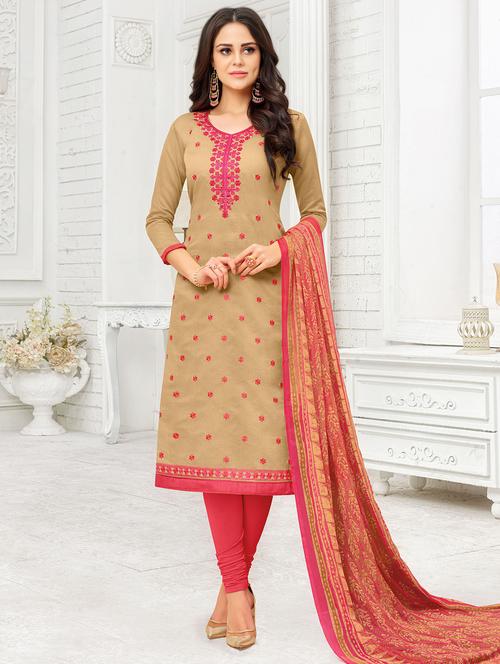 embroidered unstitched churidaar suit - 16408189 - Very Small Image - 1