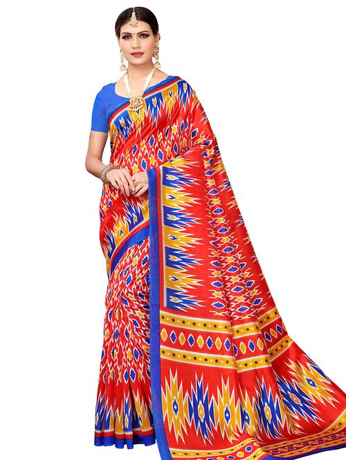 ikat printed saree with blouse - 16409140 - Very Small Image - 1