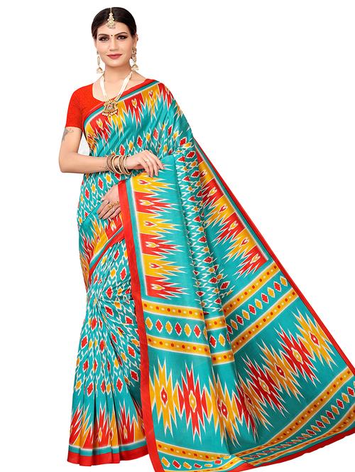 ikat printed saree with blouse - 16409141 - Very Small Image - 1
