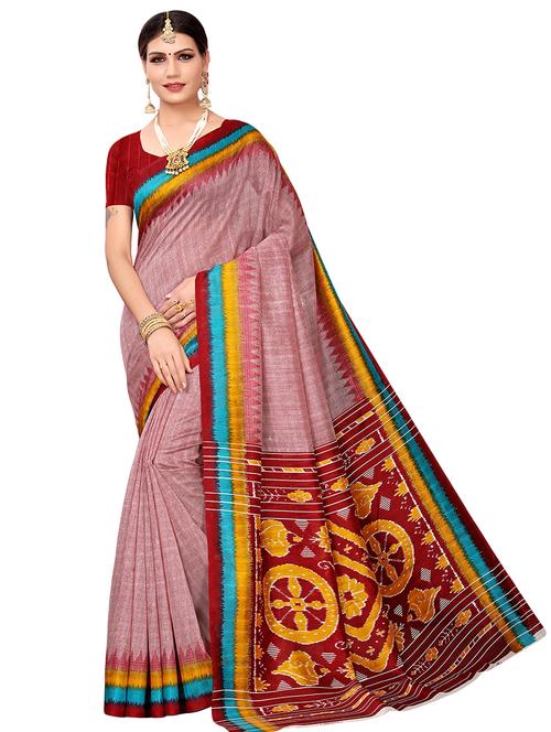 ikat printed saree with blouse - 16409145 - Very Small Image - 1