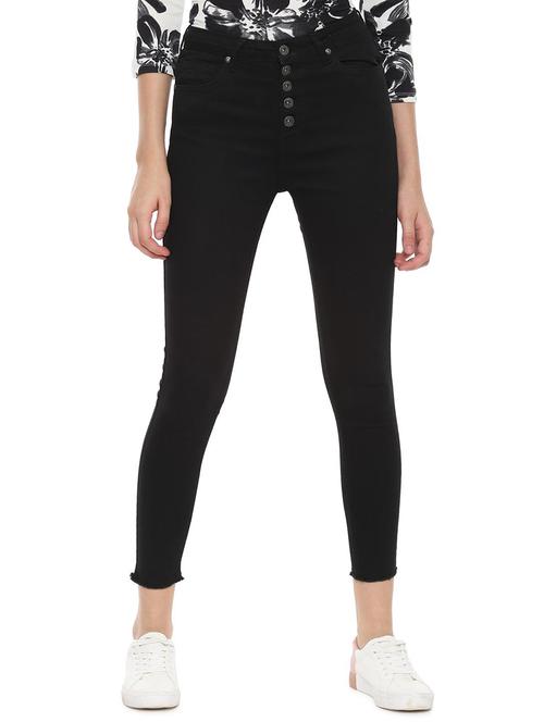 high rise button detail jeans - 16409281 - Very Small Image - 1
