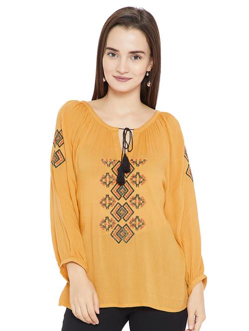 tie up neck embroidered top - 16409467 - Very Small Image - 1