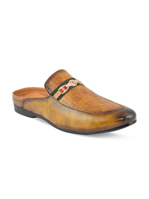 ruhaan tan leatherette slipons - 16410090 - Very Small Image - 1