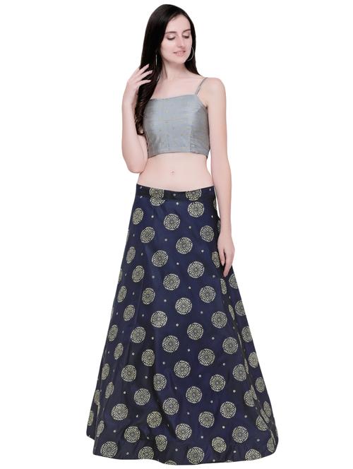 foil printed flared lehenga - 16410330 - Very Small Image - 1