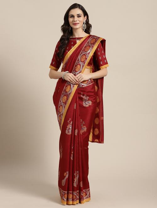 foil printed saree with blouse - 16416938 - Very Small Image - 1
