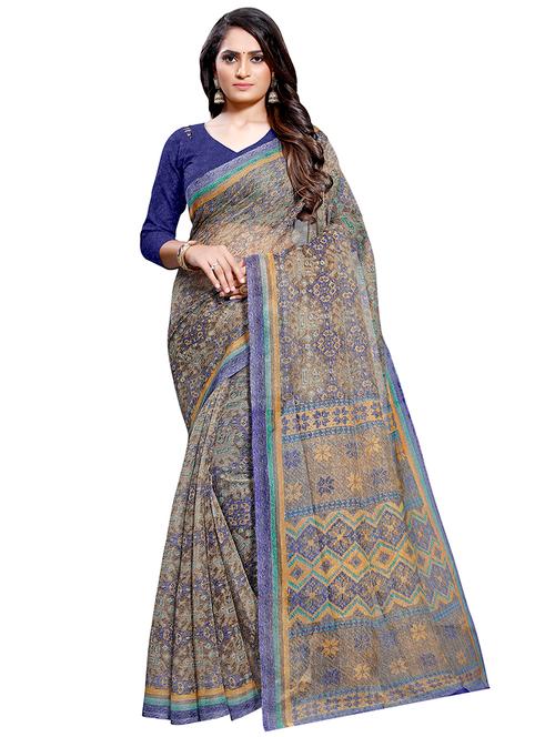 abstract printed saree with blouse - 16417090 - Very Small Image - 1