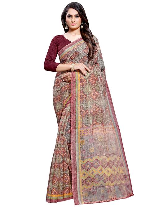abstract printed saree with blouse - 16417093 - Very Small Image - 1