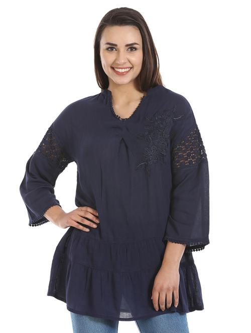 lace detail gathered tunic - 16417492 - Very Small Image - 1