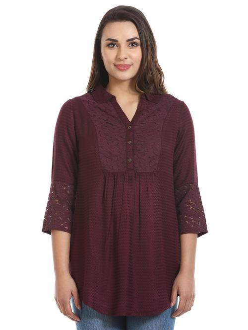 laced detail gathered tunic - 16417493 - Very Small Image - 1