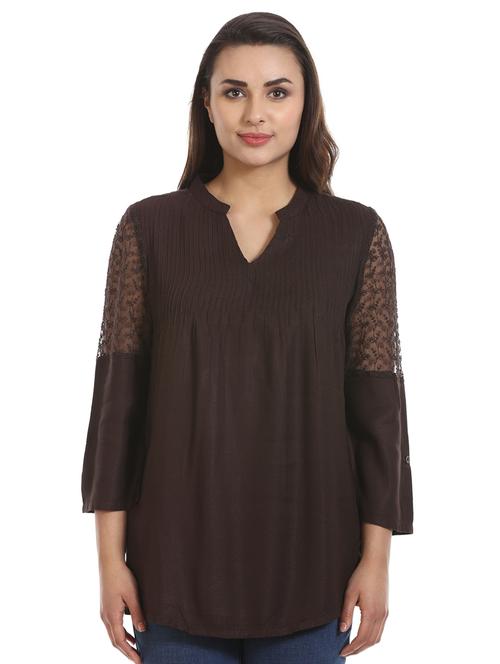 lace detail pin-tucks gathered tunic - 16417494 - Very Small Image - 1